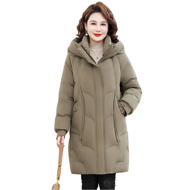 雅鹿 户外防寒冬季中长款纯色休闲时尚长袖羽绒服 女款