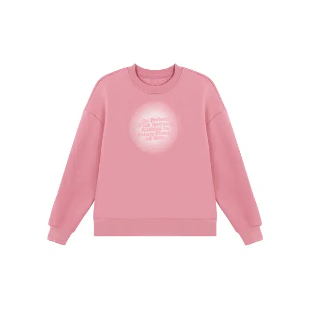 麓蔓蒂 简约印花宽松圆领加绒卫衣 女款