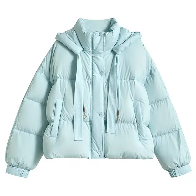 茵曼 连帽短款泡芙轻三防保暖面包服外套羽绒服 女款