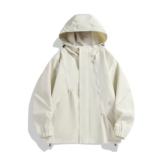 玉儿恋 户外登山工装三防潮牌宽松中长款长袖夹克冲锋衣外套 女