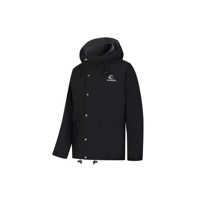 麓蔓蒂 美式复古宽松连帽纽扣长袖夹克外套 男女同款 黑色