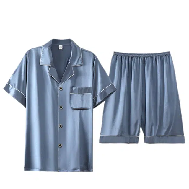 潞优野 休闲舒适简约短袖家居服睡衣套装 男款