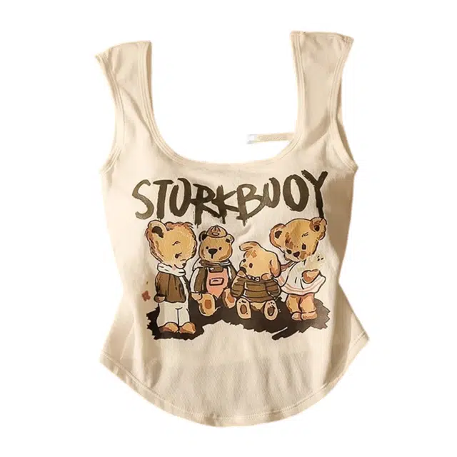 木清清 小熊舒适内搭潮流背心女吊带 女款 白色