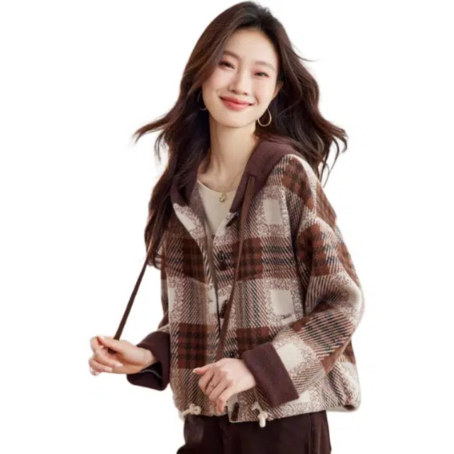 曲韩 连帽通勤简约夹克外套 女款