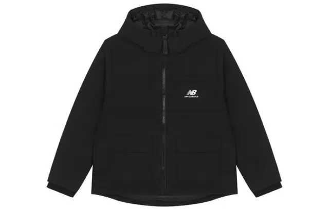 New Balance Logo Zip Hoodie Down Jacket Black