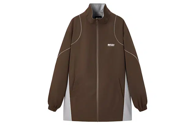 太平鸟 撞色拼接便服字母印花夹克外套 女款 深咖