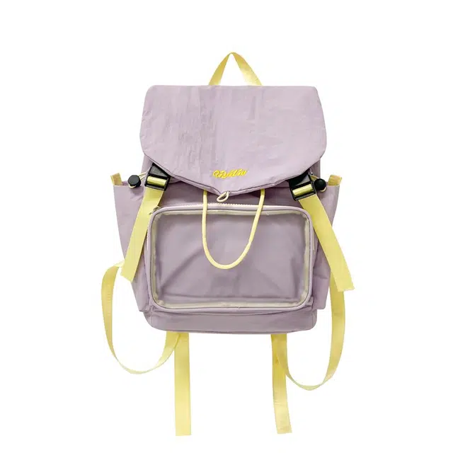 笛贝嘉 韩版森系清新抽绳校园风可爱透明 尼龙 双肩包 常规 女款 多色