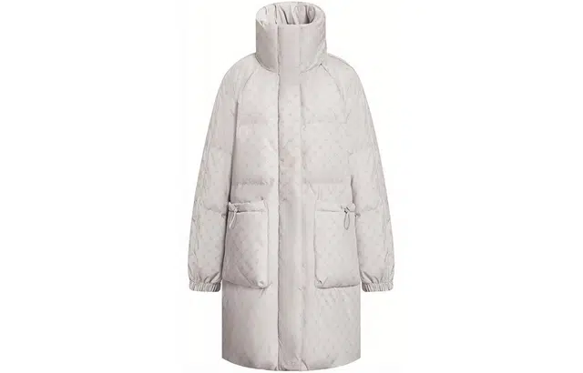 波司登 图案印花大口袋保暖厚抽象图案立领中长款羽绒服 女款