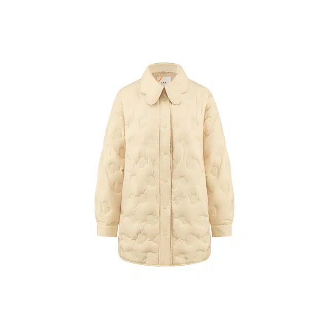 艾莱依 纯色翻领单排扣宽松长袖羽绒服 女款