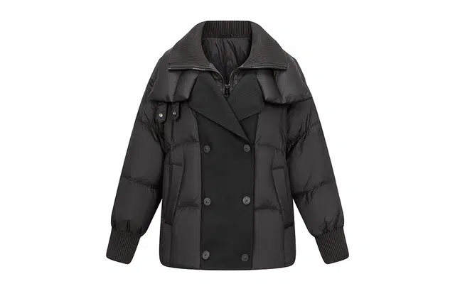 艾莱依 纯色假两件双层领羽绒服 女款