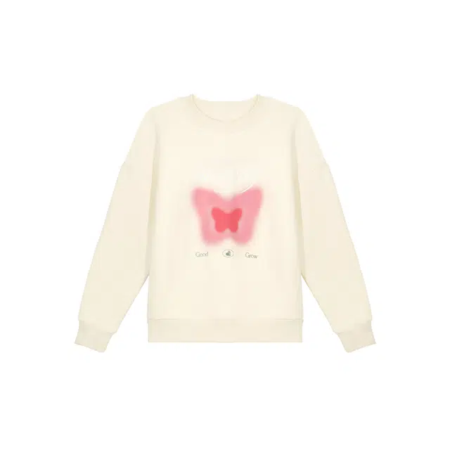 麓蔓蒂 美式复古圆领套头宽松保暖加绒加厚卫衣 女款