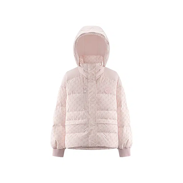 艾莱依 时尚老花拼接连帽舒适羽绒服 女款