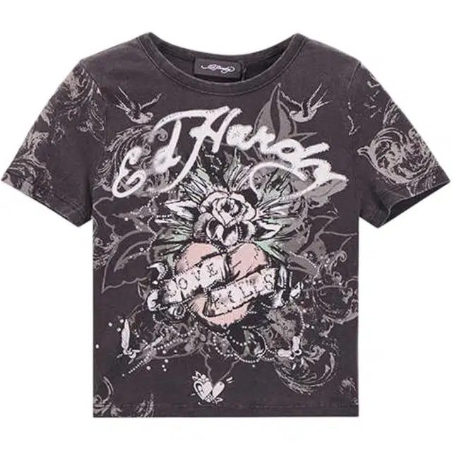 Ed Hardy FW24 Crewneck Printed Tee Black