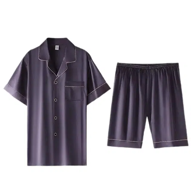 潞优野 清凉舒爽薄款短袖五分裤睡衣套装 男款