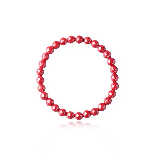 芙昕 【高含量】新中式简约小众设计日常百搭菱形本命年转运珠文玩叠戴手饰再造辰砂 朱砂 手串 男女同款情侣款