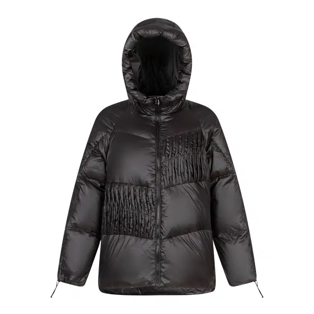 艾莱依 加厚款风琴褶纯色羽绒服 女款 炭黑