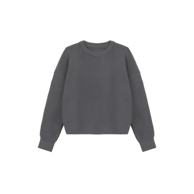 麓蔓蒂 基础款纯色圆领简约针织保暖卫衣 女款