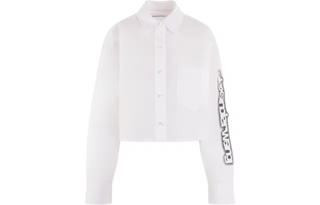 alexander wang Halo Print Cropped Button-Up Shirt