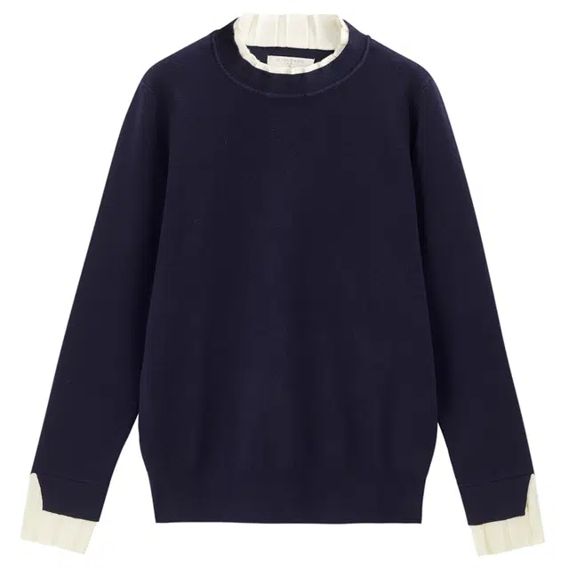 佐丹奴 叠穿时尚甜美假两件半高领舒适针织衫 女款