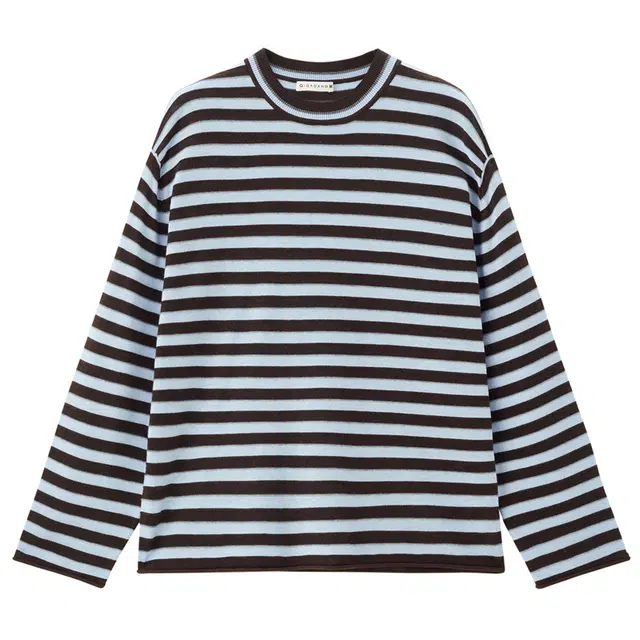 佐丹奴 条纹宽松圆领套头舒适针织衫 女款