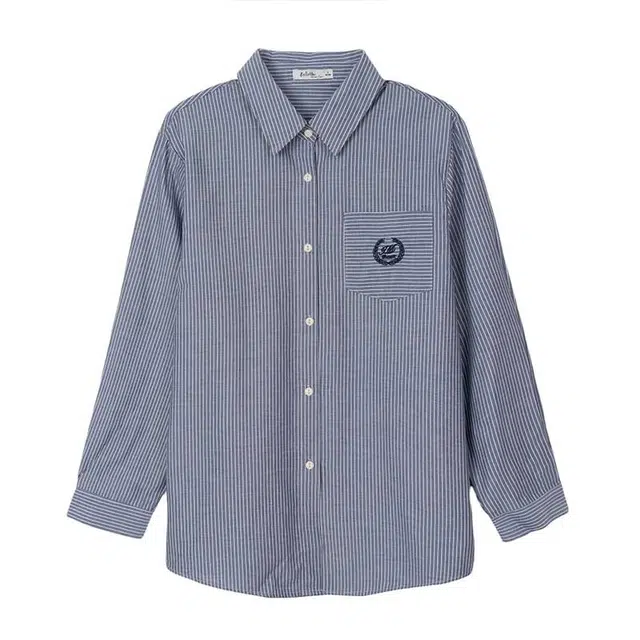 法文箱子 简约披肩时尚设计感小众休闲长袖衬衫 女款 蓝色条纹