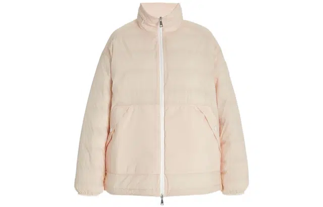 Moncler Logo Print Down Jacket Pink