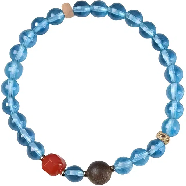 【深海幽灵】 指尖瑰宝 新中式小清新气质逆退散做个富婆时来运转财源广进富贵吉祥国潮复古手饰天然 蓝水晶 手串 男女同款情侣款