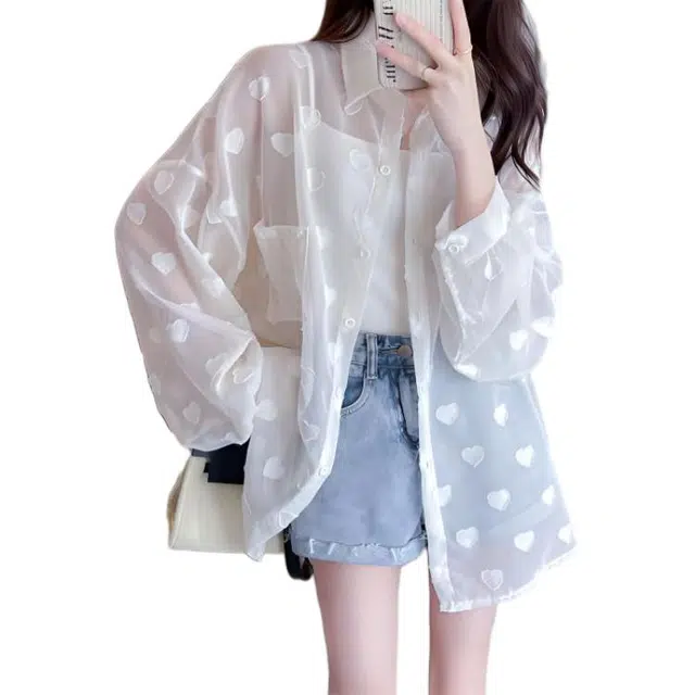 水中花 做工质量透气防晒长袖衬衫 女款