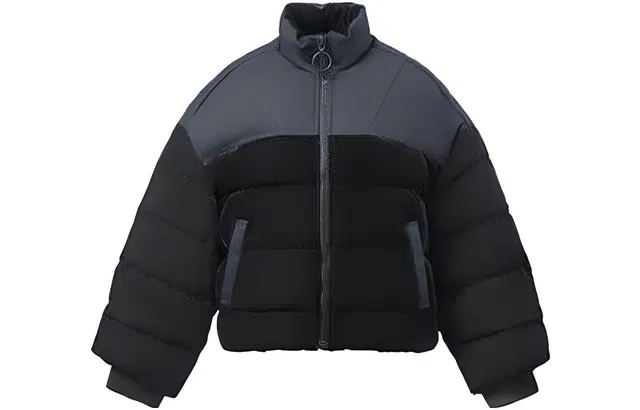 李宁 中国李宁系列 拼接立领拉链长袖宽松羽绒服 女款 黑色