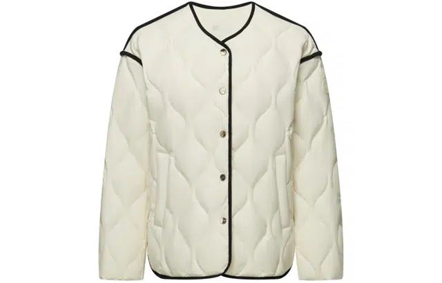 波司登 轻暖系列纯色无领葫芦纹单排扣包边轻薄短款羽绒服 女款