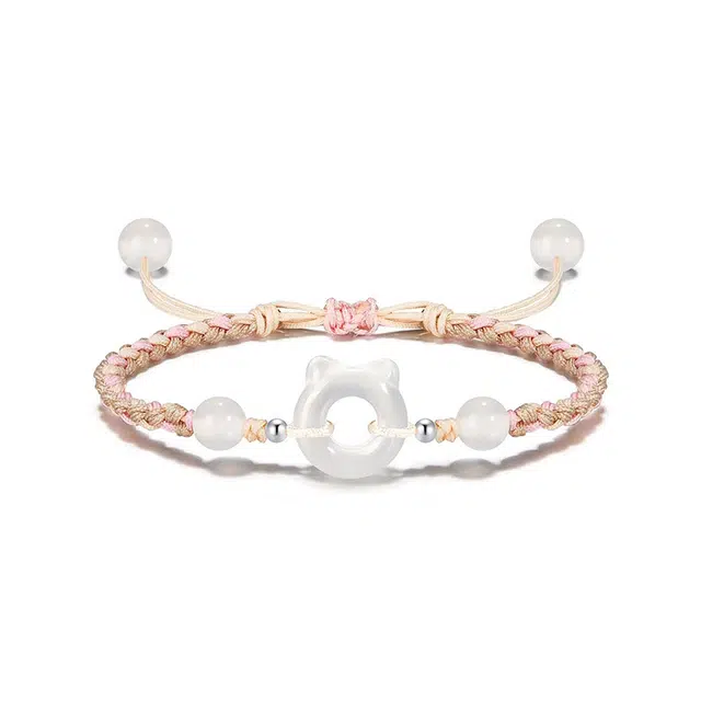 澜耀 气质猫咪 简约时尚优雅甜美新中式国风编织链小众潮流 合金/织物 手链 女款