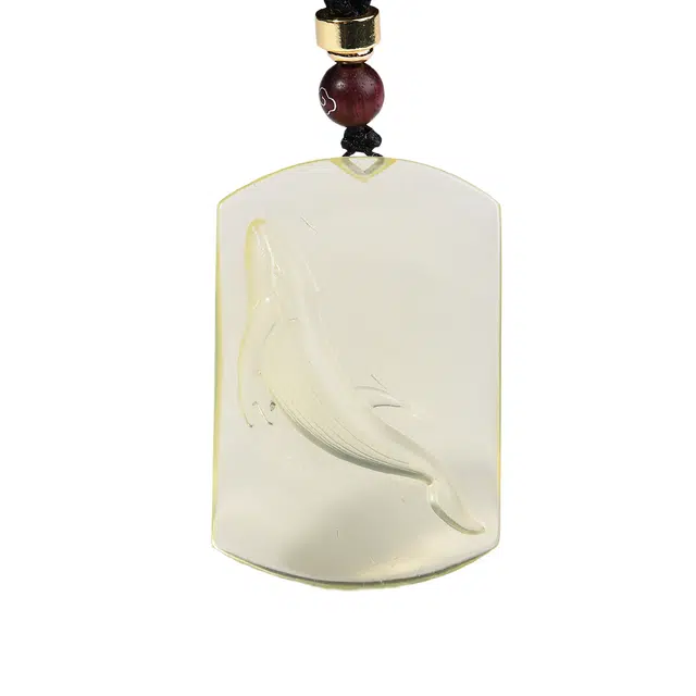 祥燕 高端孤品高净体柠檬黄孤鲸远航特色巧雕宁静致远天然 黄水晶 吊坠 男女同款情侣款