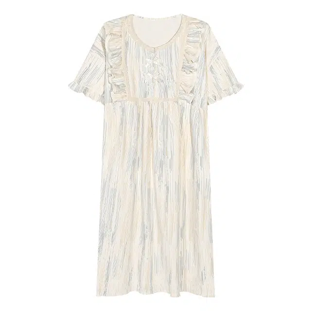 向薇 中长款公主风短袖带胸垫睡裙 女款 图片色