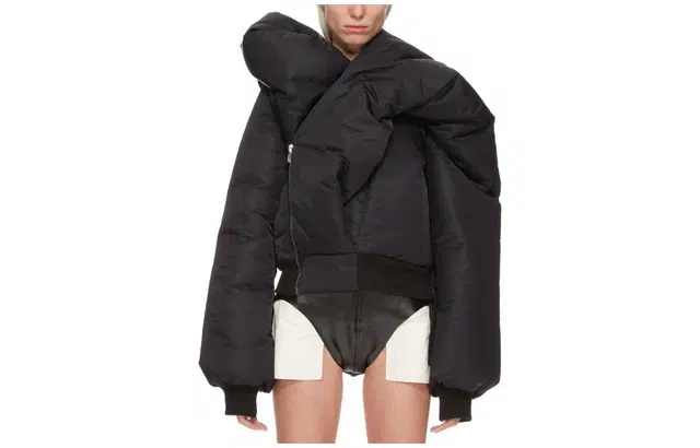 Rick Owens DRKSHDW FW23 Luxor Doll Bomber In Black And Pale Green Recycled Bomber