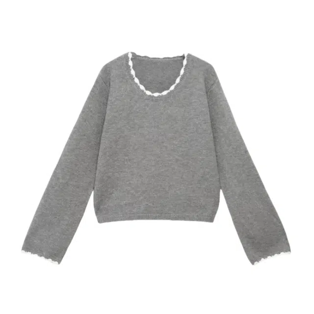 Bodafei Ribbed Knit Top Gray