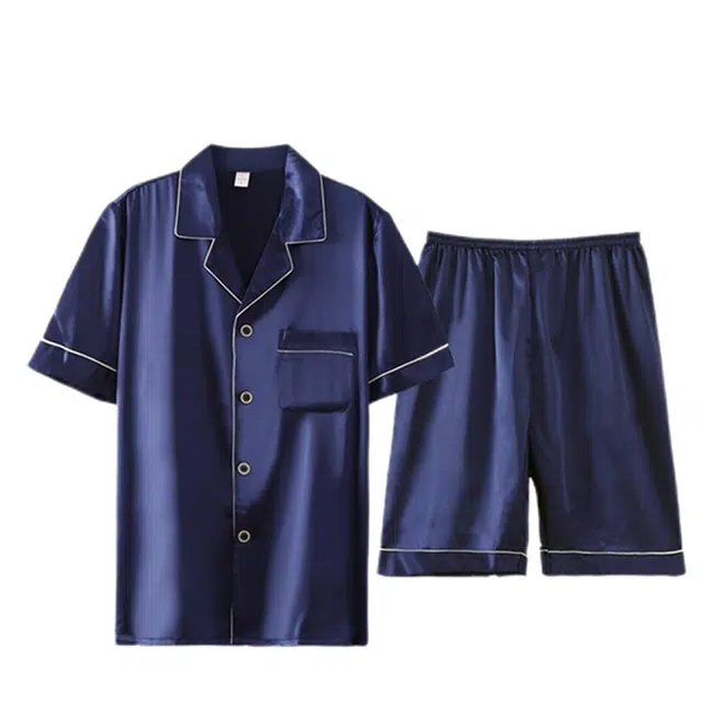 潞优野 休闲舒适简约短袖家居服睡衣套装 男款