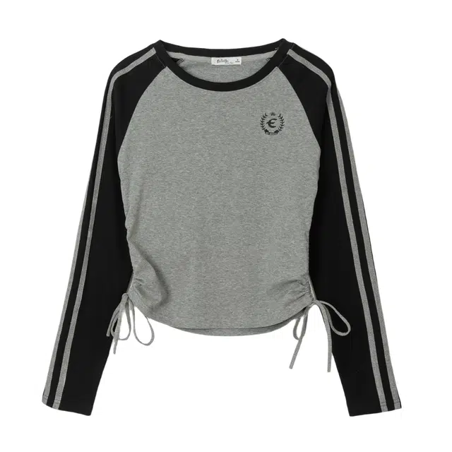 法文箱子 抽绳撞色设计感插肩长袖针织衫 女款 灰色