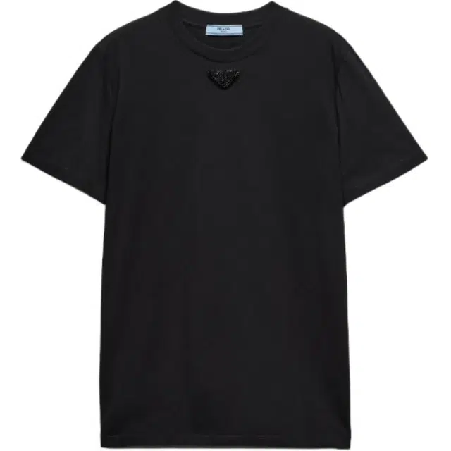Prada Logo Embroidered T-Shirt Black