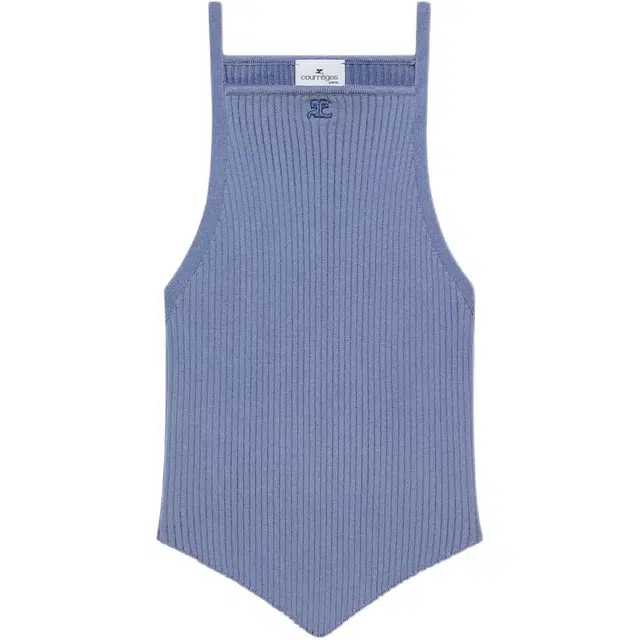 COURREGES SS25 POINTY RIB KNIT TANK TOP Dusk Blue