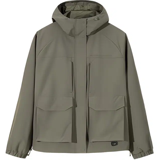 超级安踏 运动休闲简约纯色连帽拉链宽松夹克外套 女款 海带绿