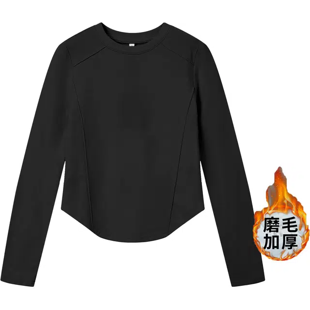 御茶家 韩系基础款插肩长袖加厚磨毛修身针织打底衫 女款 白色