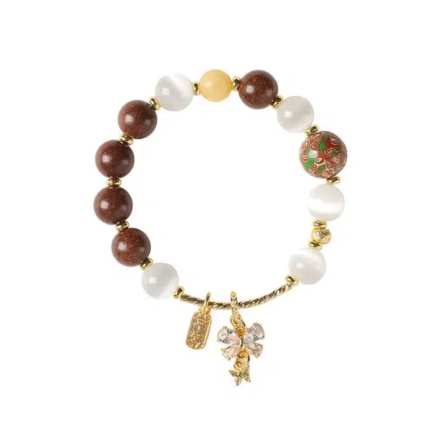 【山涧暮光】 指尖瑰宝 新中式平安喜乐蝴蝶吊坠柿柿如意遇见桃花招财进宝步步高升幸运降临平安如意万事顺遂手饰#好运 合香珠 手串 女款