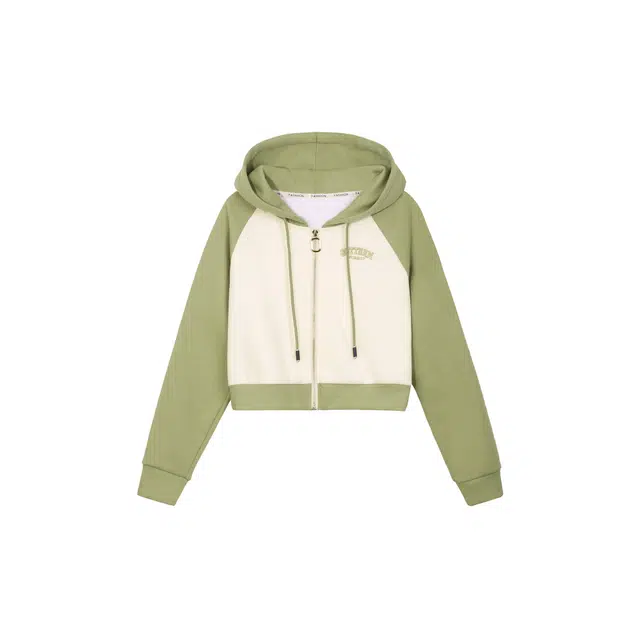 麓蔓蒂 复古学院风时尚休闲宽松字母印花插肩袖短款上衣带帽外套卫衣 女款