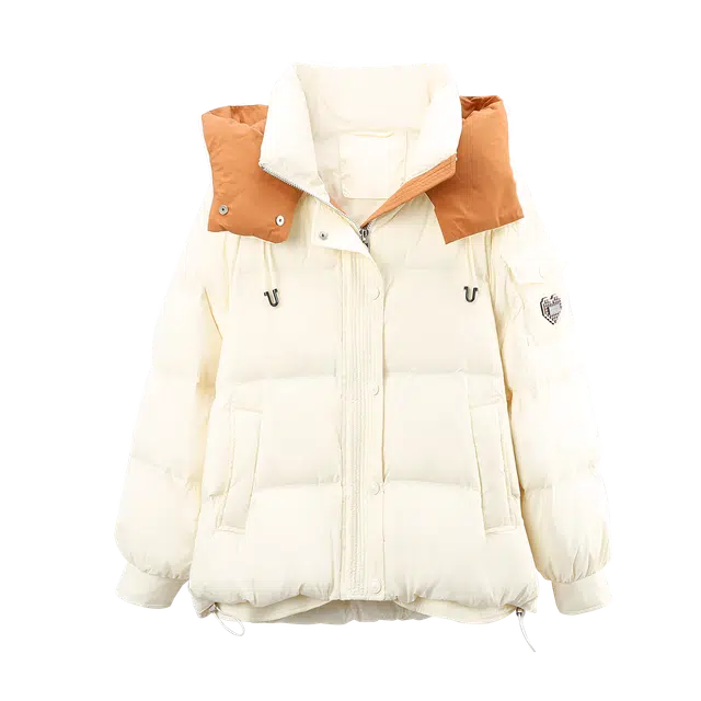 苏醒的乐园 休闲拼色宽松加厚连帽保暖羽绒服 女款