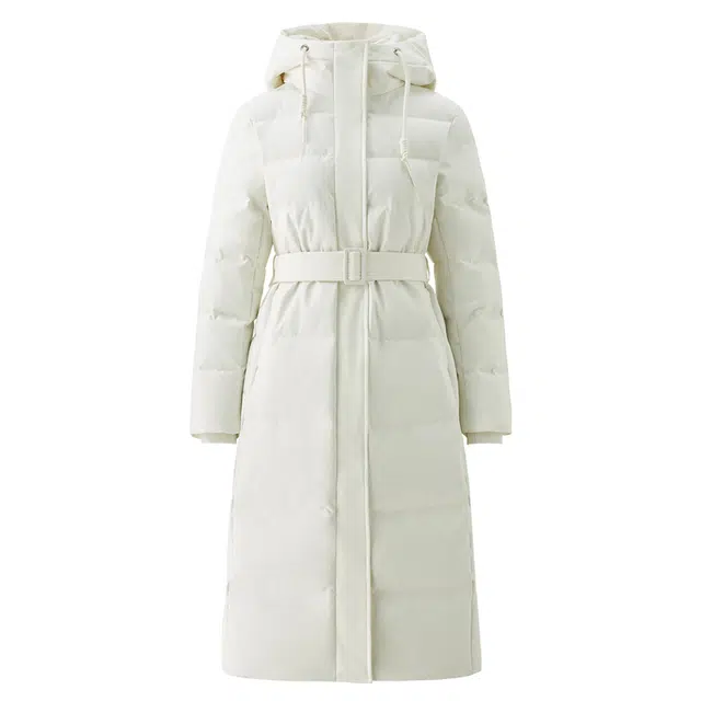 佐丹奴 纯色连帽三防长款羽绒服 女款