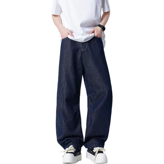 隐狼世家 舒适轻薄宽松百搭休闲直筒牛仔裤 男款 浅蓝