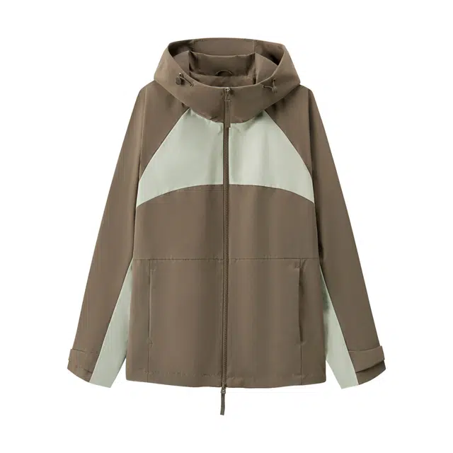 森马 甜美宽松插肩袖拉链连帽长袖夹克外套 女款