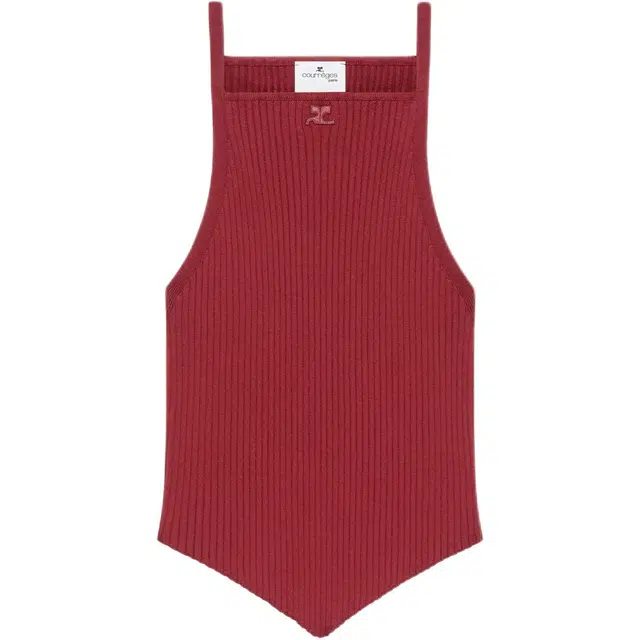 COURREGES POINTY RIB KNIT TANK TOP Grenat