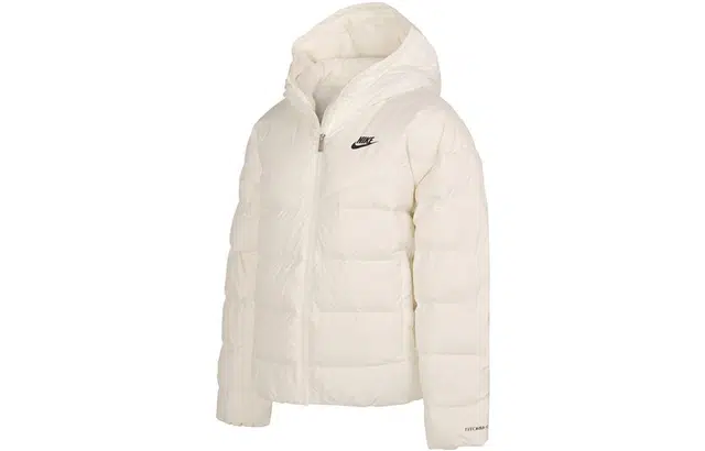 Nike Logo Print Hooded Down Jacket White
