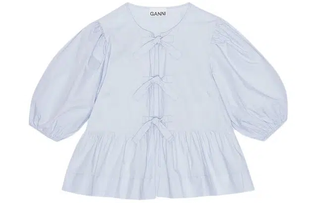GANNI FW23 Cotton Poplin Peplum Blouse